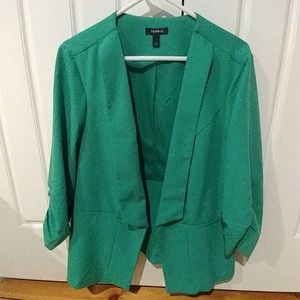 Crepe Ruched Sleeve Blazer